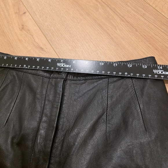 VTG Evan Davies Leather Pants Size 10 Black High Waisted Lined Biker Moto Mob - Picture 10 of 15